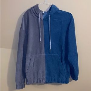 Color Blocking Panel Corduroy Hoodie